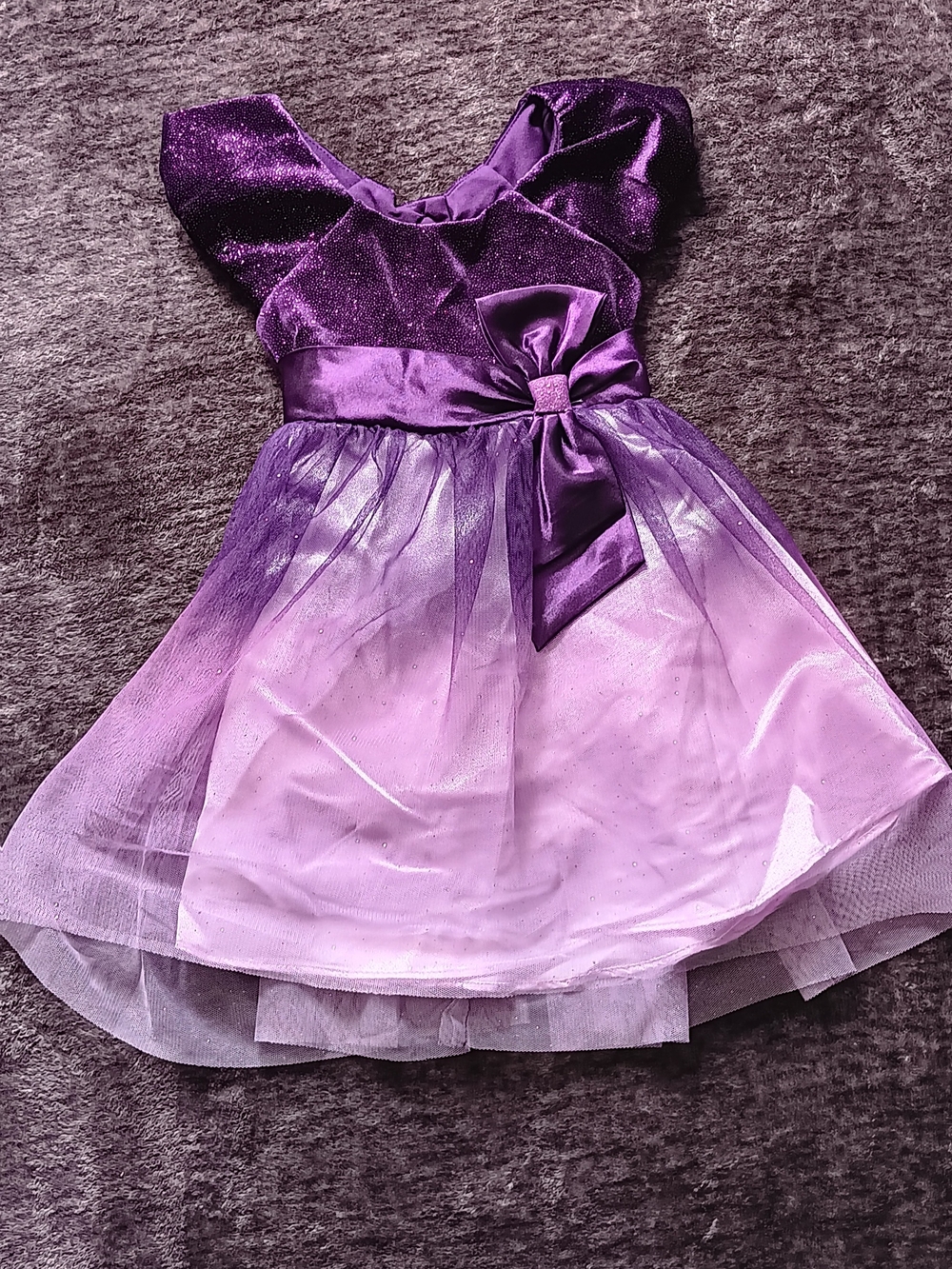 Jona Mitchell Purple Tulle Fit & Flare Dress- Bow, Glitter Girls Size:2T